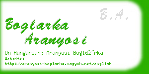 boglarka aranyosi business card